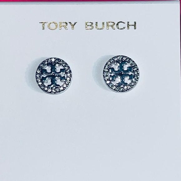 Tory Burch Crystal logo stud earrings NEW - Picture 4 of 5
